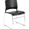 Boss Office Products Poly Stackable Chrome Chair, Black/Silver
