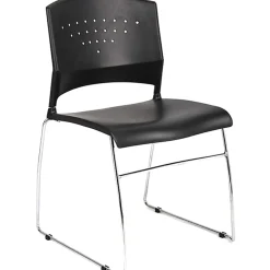 Boss Office Products Poly Stackable Chrome Chair, Black/Silver