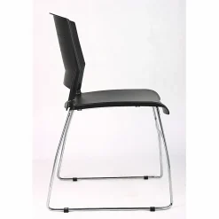 Boss Office Products Poly Stackable Chrome Chair, Black/Silver