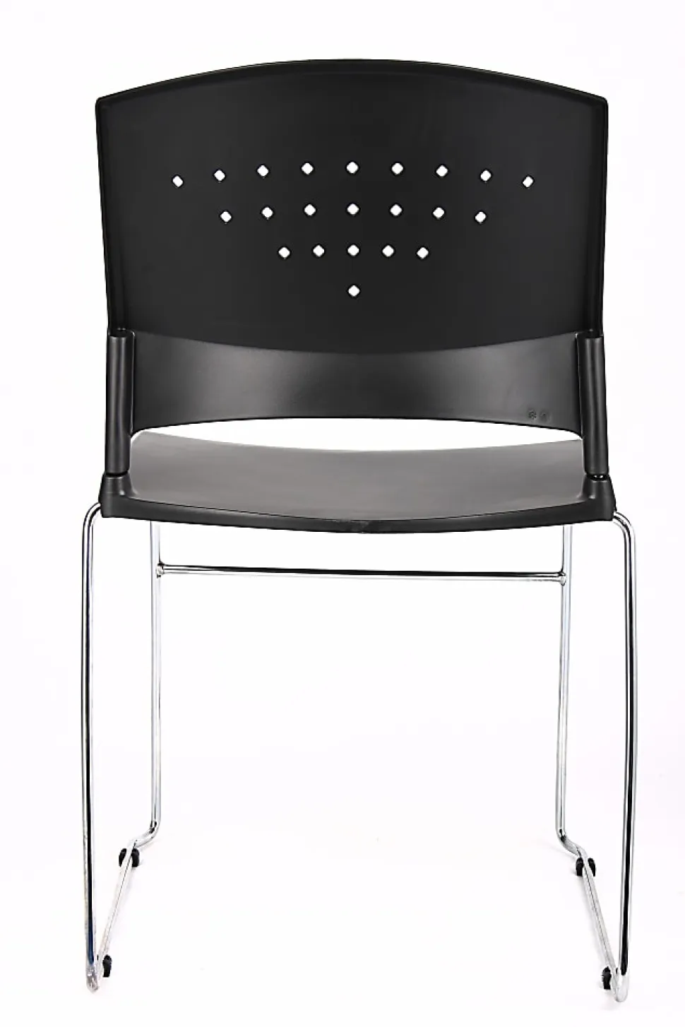 Boss Office Products Poly Stackable Chrome Chair, Black/Silver