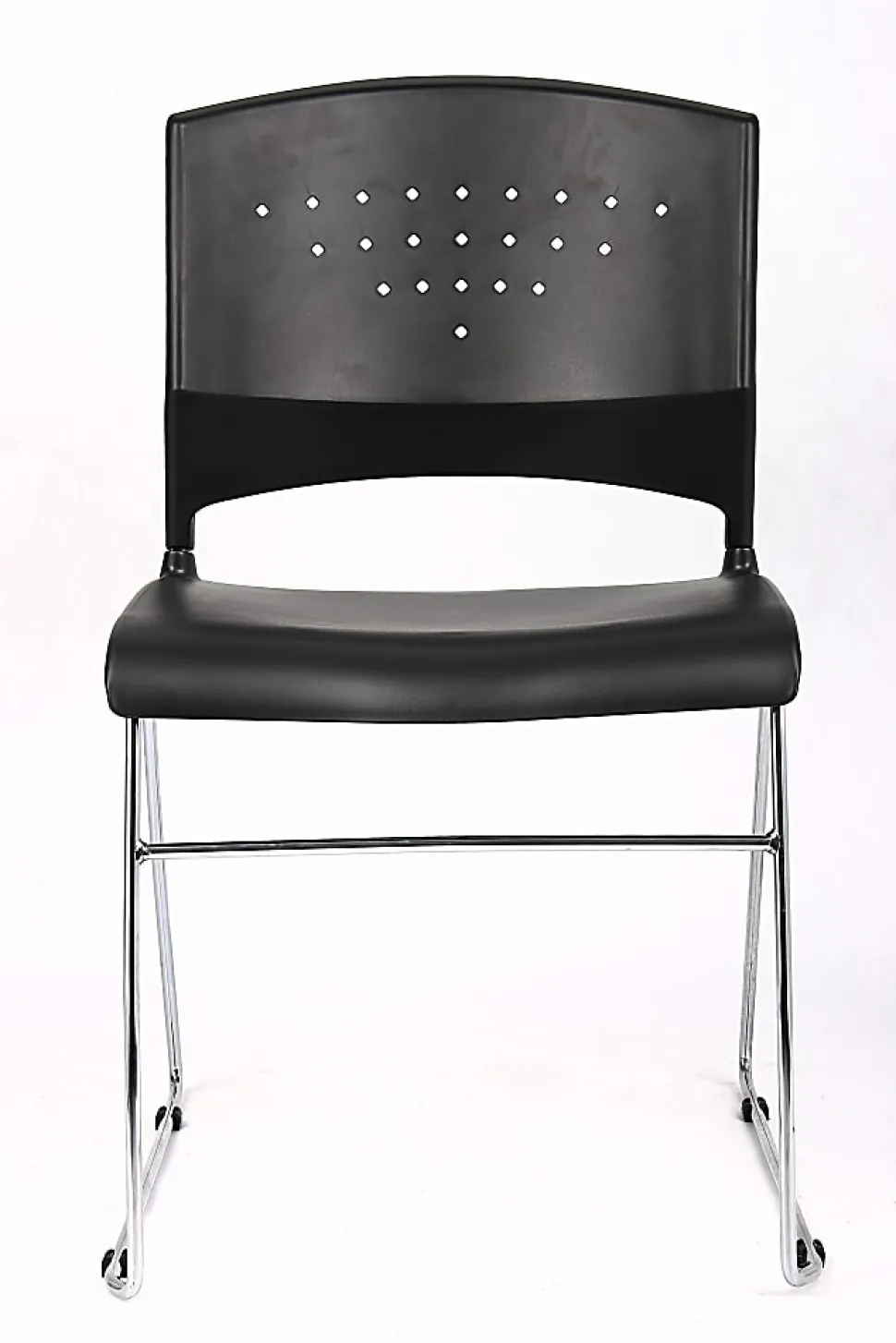 Boss Office Products Poly Stackable Chrome Chair, Black/Silver