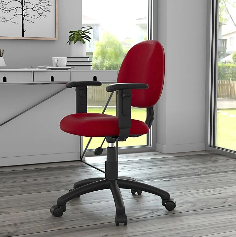 Boss Office Products Posture Mid-Back Task Chair, Black/Burgundy