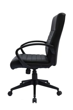 Boss Office Products Ribbed Back Ergonomic Faux Leather High-Back Task Chair, Black