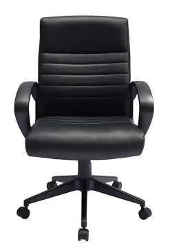 Boss Office Products Ribbed Back Ergonomic Faux Leather High-Back Task Chair, Black