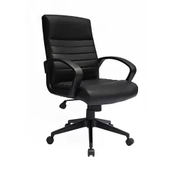 Boss Office Products Ribbed Back Ergonomic Faux Leather High-Back Task Chair, Black