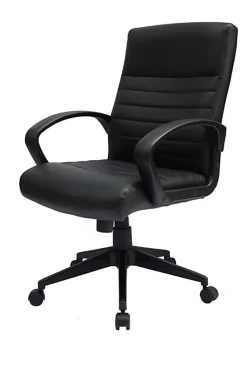 Boss Office Products Ribbed Back Ergonomic Faux Leather High-Back Task Chair, Black