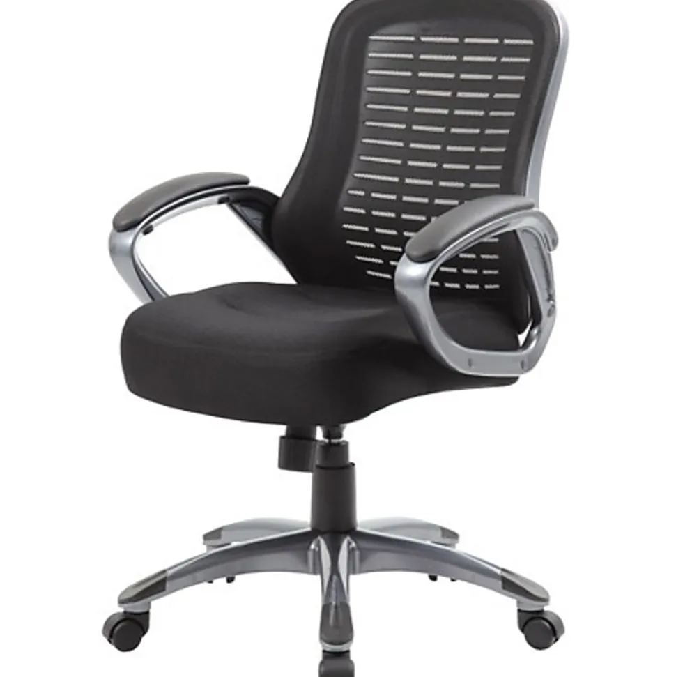 Boss Office Products Ribbed Mesh High-Back Task Chair, Black