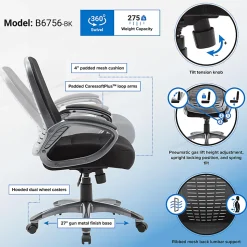 Boss Office Products Ribbed Mesh High-Back Task Chair, Black