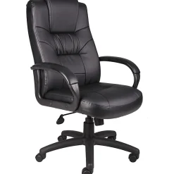 Boss Office Products Silhouette Ergonomic Bonded Leather High-Back Chair, Black