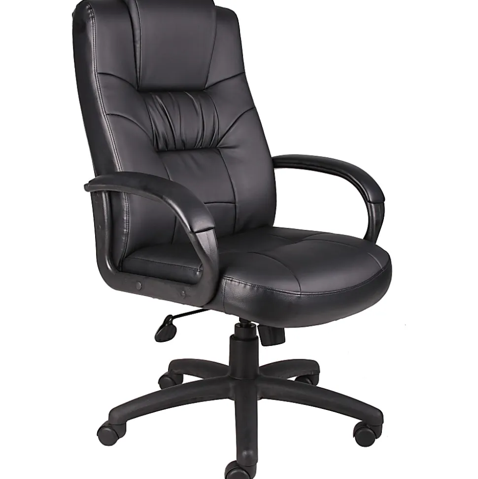 Boss Office Products Silhouette Ergonomic Bonded Leather High-Back Chair, Black