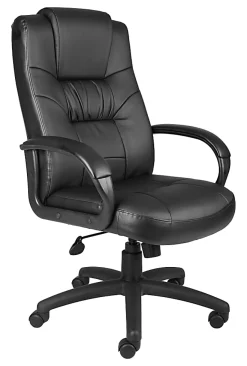 Boss Office Products Silhouette Ergonomic Bonded Leather High-Back Chair, Black