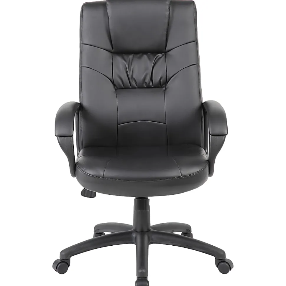Boss Office Products Silhouette Ergonomic Bonded Leather High-Back Chair, Black
