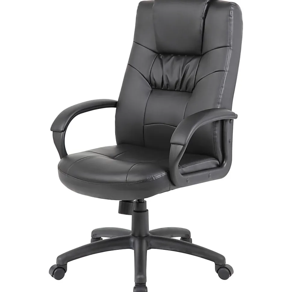 Boss Office Products Silhouette Ergonomic Bonded Leather High-Back Chair, Black