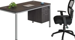 Boss Office Products Simple System Workstation Desk With Pedestal, 48