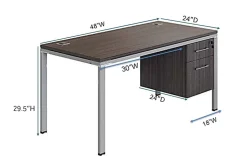 Boss Office Products Simple System Workstation Desk With Pedestal, 48