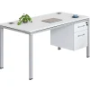 Boss Office Products Simple System Workstation Desk With Pedestal, 48" x 24", White