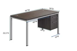Boss Office Products Simple System Workstation Desk With Pedestal, 60