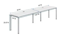 Boss Office Products Simple System Workstation Double Desks, 120" x 24", Driftwood