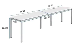 Boss Office Products Simple System Workstation Double Desks, 132" x 30", White