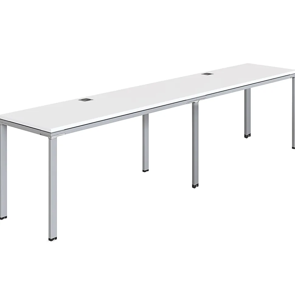 Boss Office Products Simple System Workstation Double Desks, 132" x 30", White