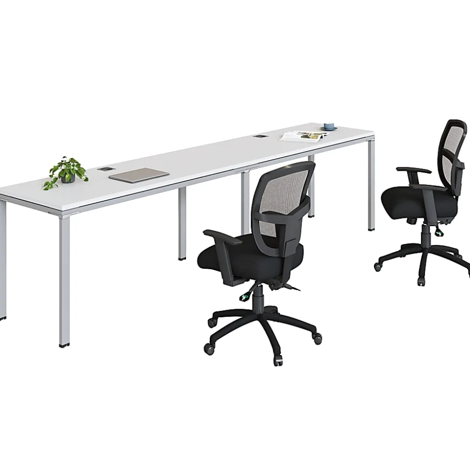 Boss Office Products Simple System Workstation Double Desks, 132" x 30", White
