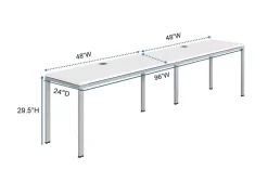 Boss Office Products Simple System Workstation Double Desks, 30"H x 96"W x 24"D, White