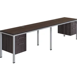 Boss Office Products Simple System Double Desk, Side By Side With 2 Pedestals, 29-1/2”H x 120”W x 24”D, Driftwood