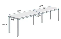 Boss Office Products Simple System Workstation Double Desks, 132" x 30", Driftwood