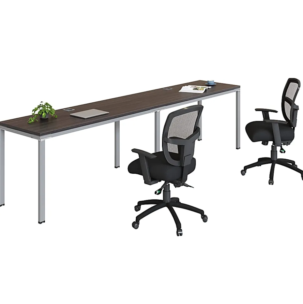 Boss Office Products Simple System Workstation Double Desks, 132" x 30", Driftwood