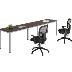 Boss Office Products Simple System Workstation Double Desks, 142" x 30", Driftwood
