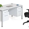 Boss Office Products Simple System Workstation Desk With 2 Pedestals, 71" x 30", White