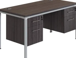 Boss Office Products Simple System Workstation Desk With 2 Pedestals, 71" x 30", Driftwood