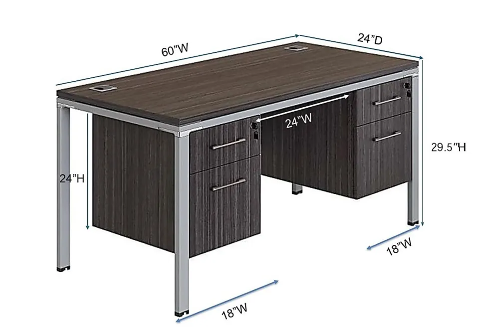 Boss Office Products Simple System Workstation Desk With 2 Pedestals, 60" x 30", Driftwood