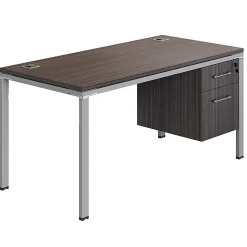 Boss Office Products Simple System Workstation Desk With Pedestal, 60" x 30", Driftwood