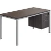 Boss Office Products Simple System Workstation Desk With Pedestal, 66" x 30", Driftwood