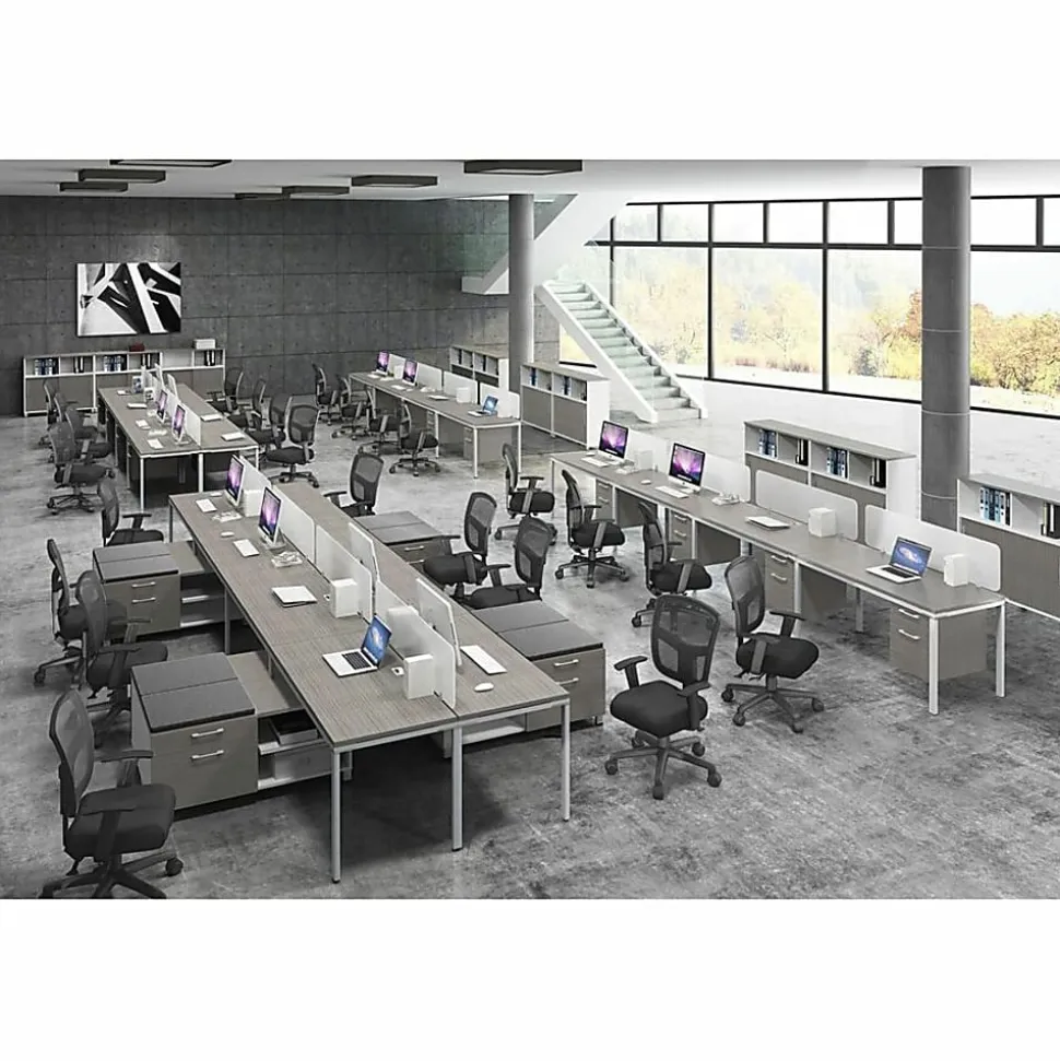 Boss Office Products Simple System Workstation Desk With Pedestal, 66" x 30", Driftwood