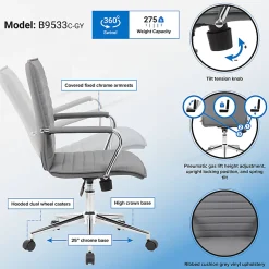 Boss Office Products Sleek Ribbed Task Chair, Gray