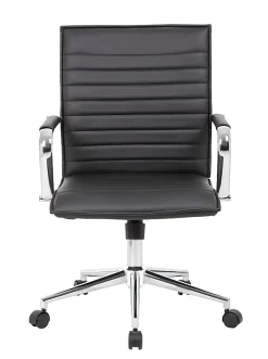 Boss Office Products Sleek Ribbed Vinyl Task Chair, Black