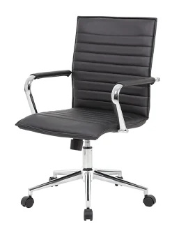 Boss Office Products Sleek Ribbed Vinyl Task Chair, Black