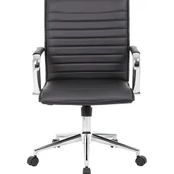Boss Office Products Sleek Ribbed Vinyl Task Chair, Black