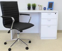 Boss Office Products Sleek Ribbed Vinyl Task Chair, Black