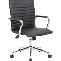 Boss Office Products Sleek Ribbed Vinyl Task Chair, Black