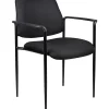 Boss Office Products Square Back Diamond Stacking Chair W/Arm In Black