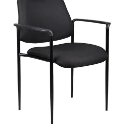 Boss Office Products Square Back Diamond Stacking Chair W/Arm In Black