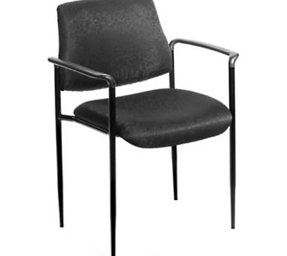 Boss Office Products Square Back Diamond Stacking Chair W/Arm In Black