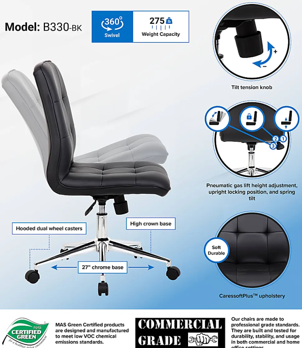 Boss Office Products Tiffany Task Chair, Black