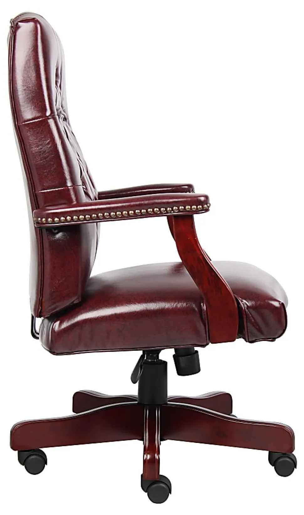 Boss Office Products Traditional Ergonomic High-Back Executive Chair, 47"H, Burgundy/Mahogany