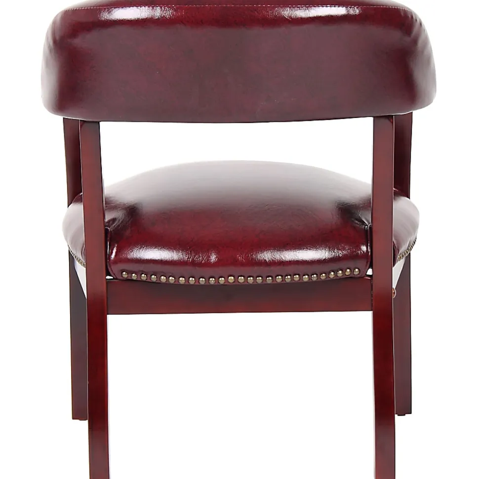 Boss Office Products Traditional Tufted Conference Chair, Oxblood/Mahogany
