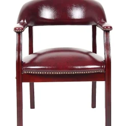 Boss Office Products Traditional Tufted Conference Chair, Oxblood/Mahogany