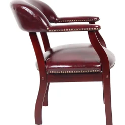 Boss Office Products Traditional Tufted Conference Chair, Oxblood/Mahogany
